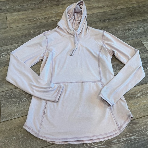 RBX Active Light Purple Pink Striped Hooded Long Sleeve Top - Picture 1 of 4